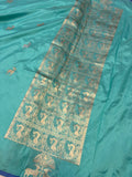 Blue Banarasi Handloom Katan Silk Saree - Aura Benaras