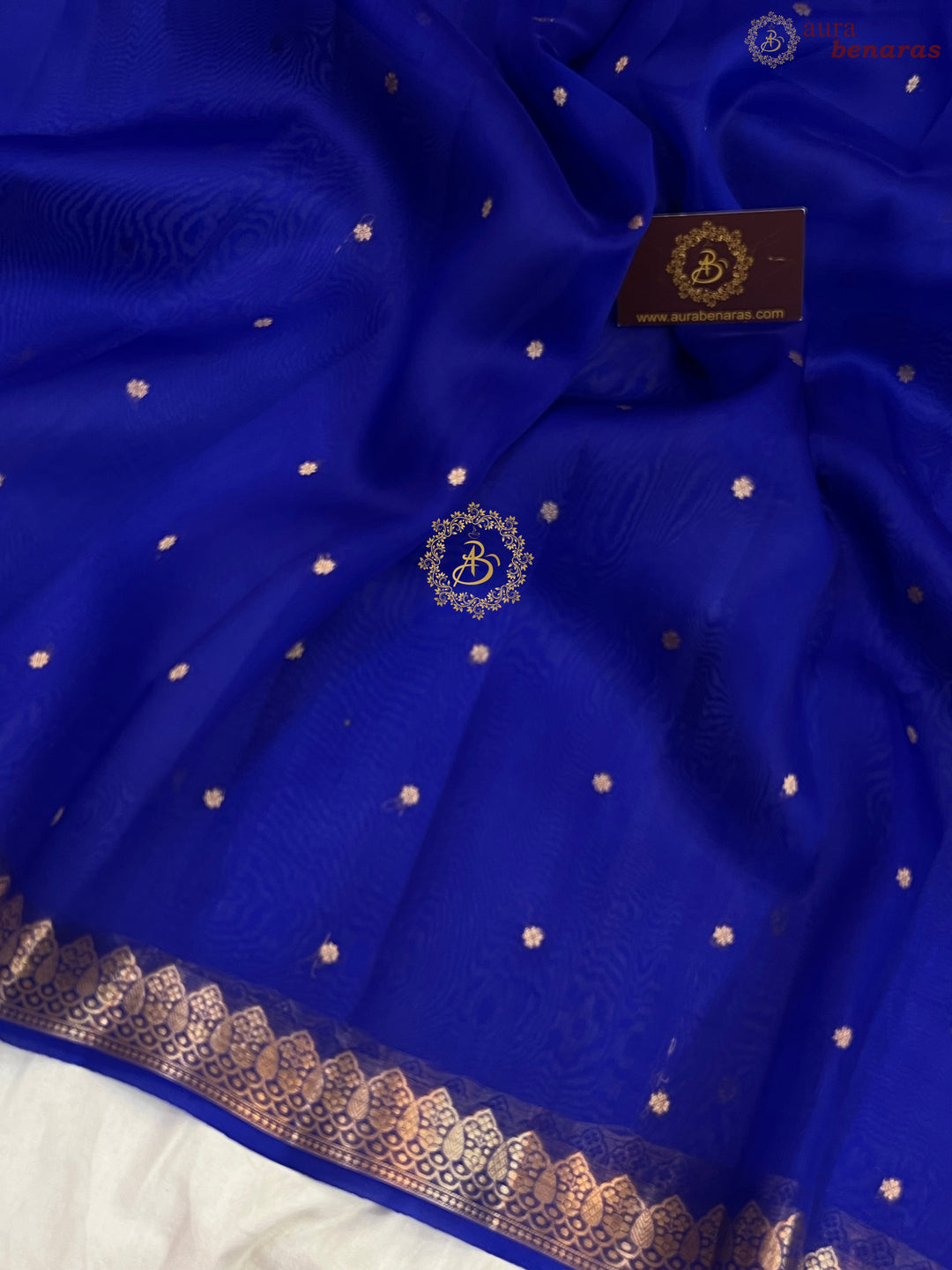 Royal Blue Pure Kora Silk Handloom Banarasi Saree