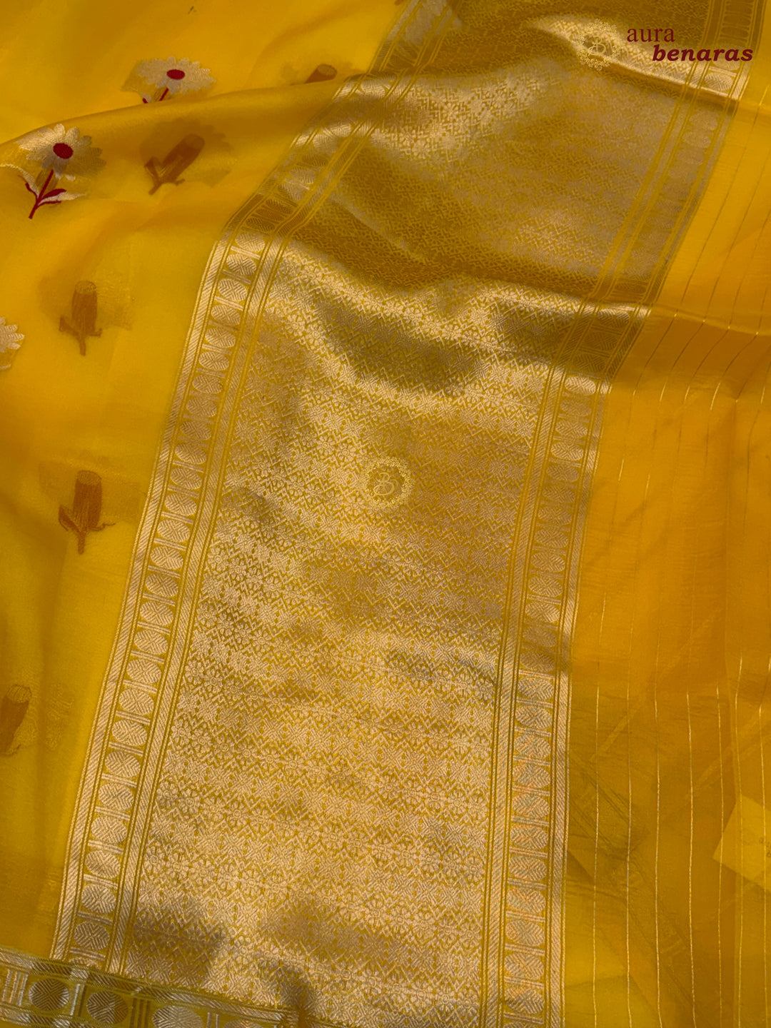 Yellow Silk Banarasi Saree with Kadhwa Zari & Meenakari