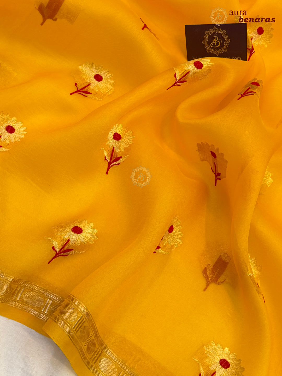 Yellow Silk Banarasi Saree with Kadhwa Zari & Meenakari