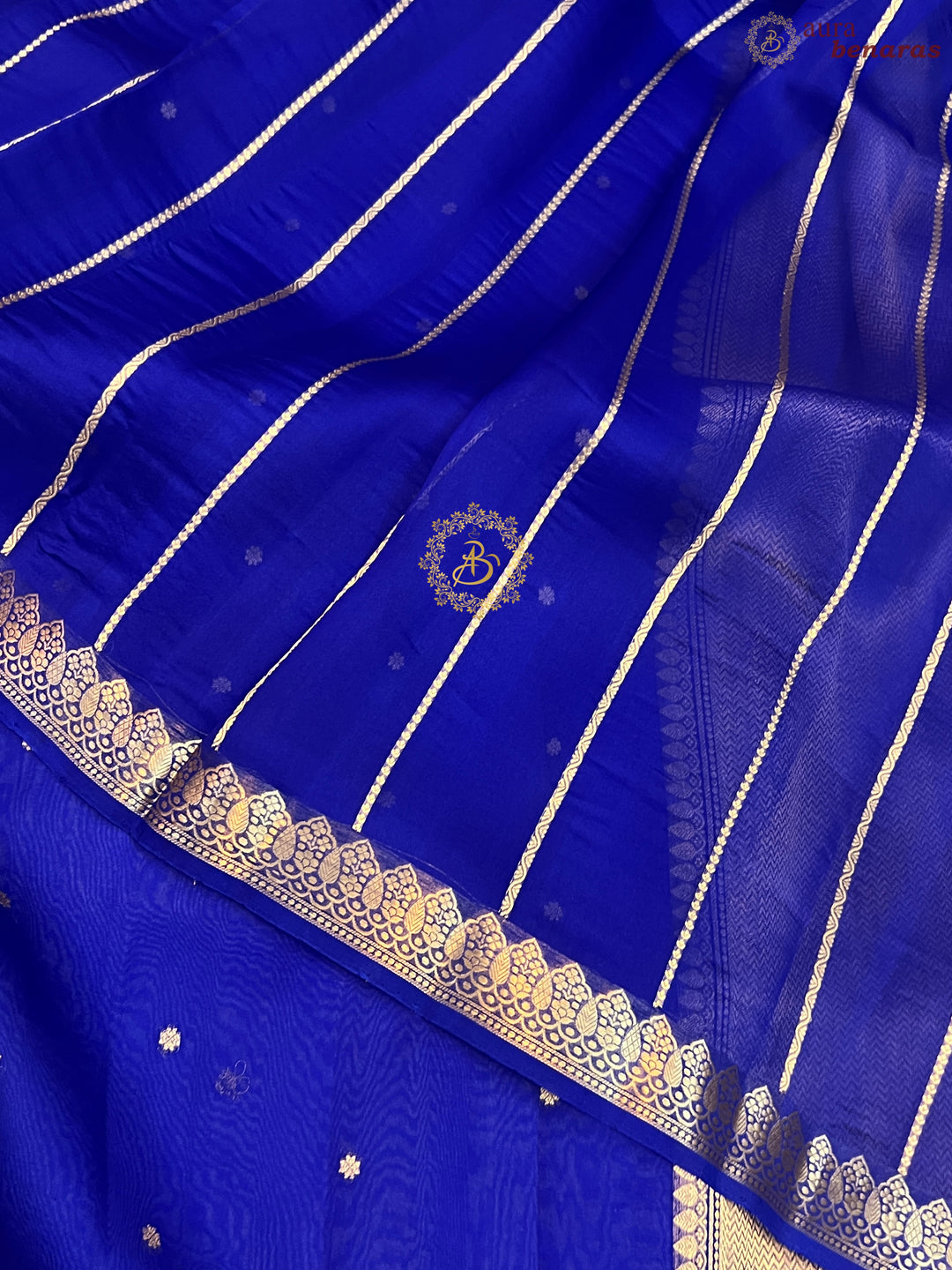 Royal Blue Pure Kora Silk Handloom Banarasi Saree