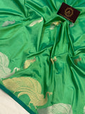 Sea Green Banarasi Handloom Katan Silk Saree - Aura Benaras