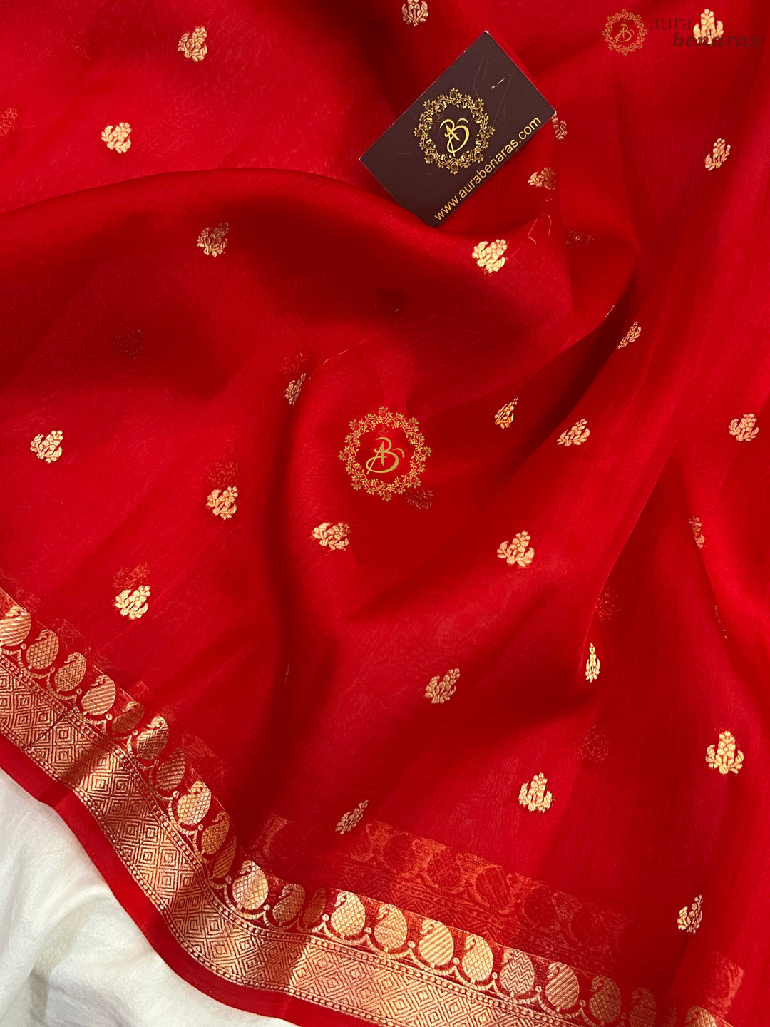Red Pure Kora Silk Handloom Banarasi Saree