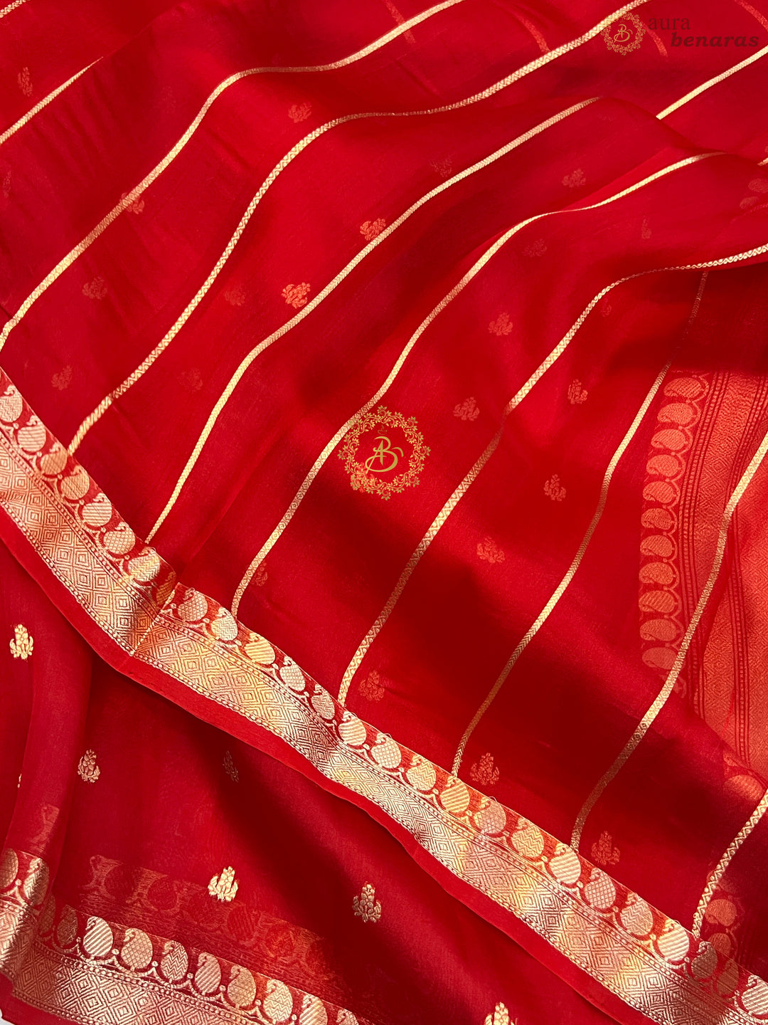 Red Pure Kora Silk Handloom Banarasi Saree