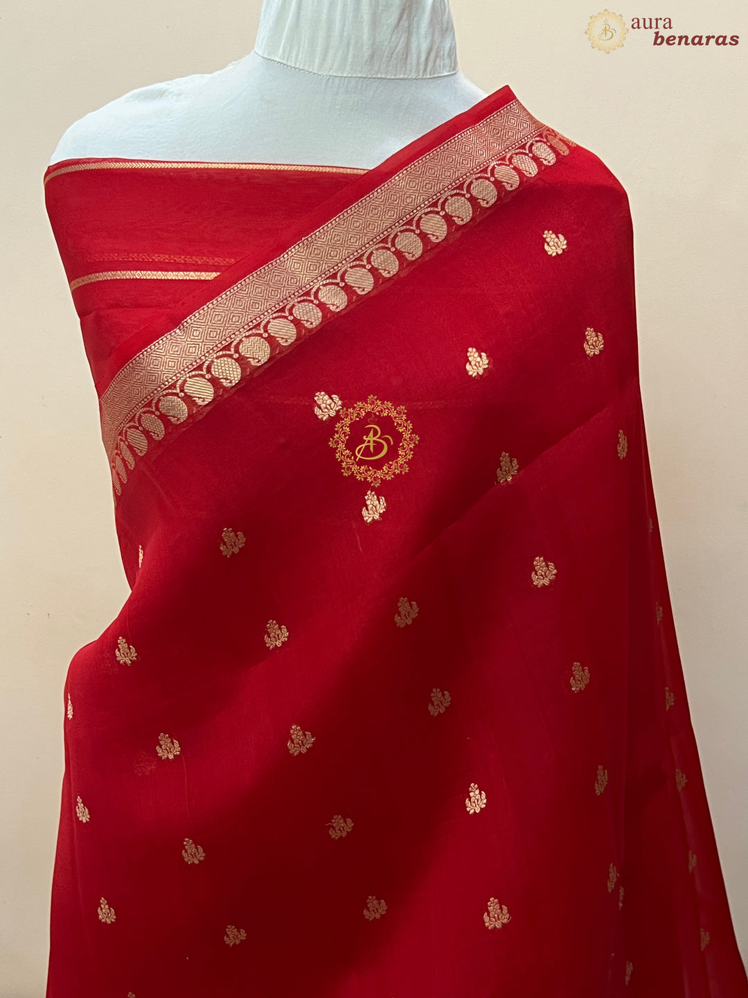 Red Pure Kora Silk Handloom Banarasi Saree