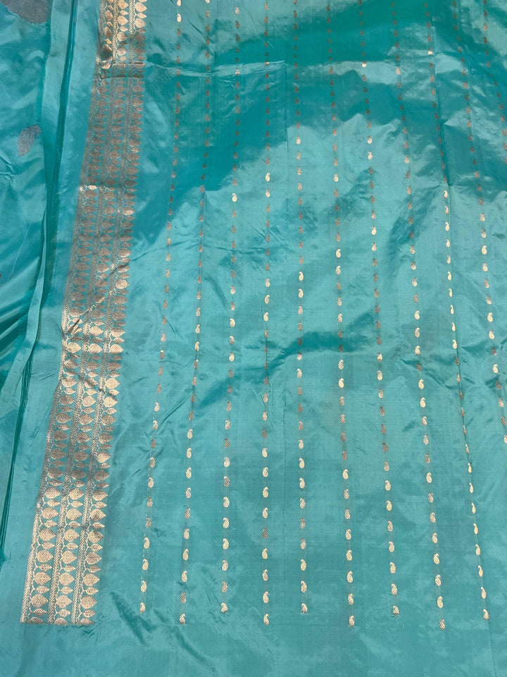 Blue Banarasi Handloom Katan Silk Saree - Aura Benaras