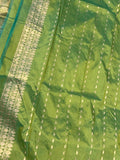 Parrot Green Banarasi Handloom Katan Silk Saree - Aura Benaras