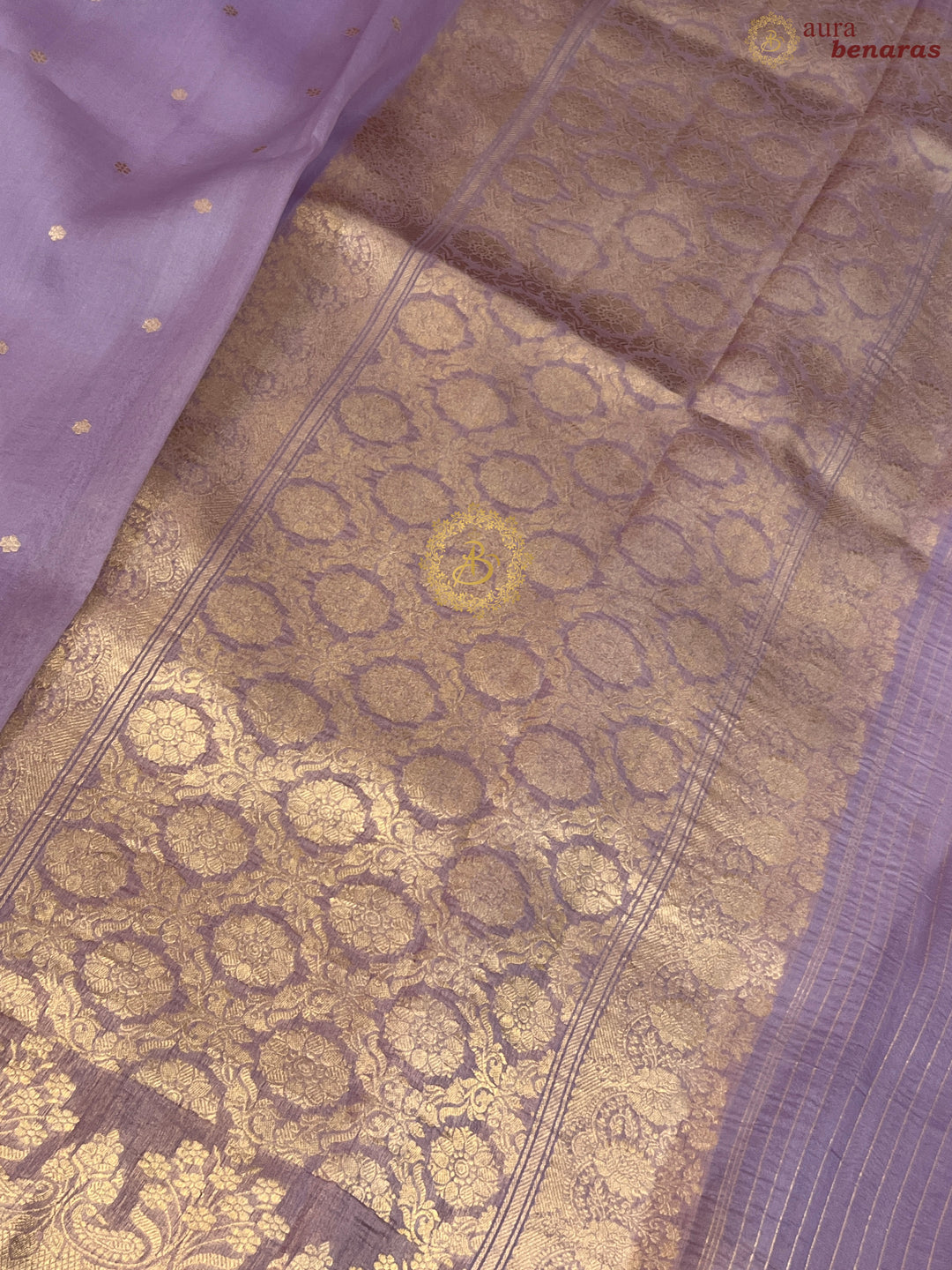Pastel Lavender Pure Kora Silk Handloom Banarasi Saree
