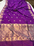 Purple Banarasi Handloom Katan Silk Saree