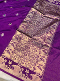 Purple Banarasi Handloom Katan Silk Saree