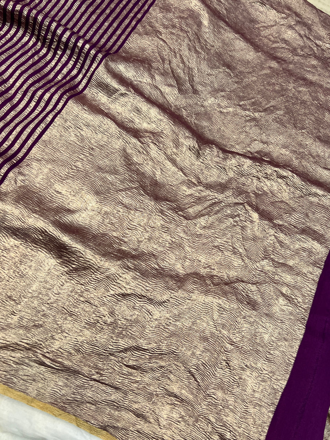 Wine Moonga Silk Banarasi Saree with Zari Stripes 