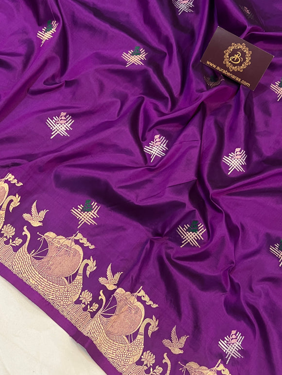 Purple Banarasi Handloom Katan Silk Saree