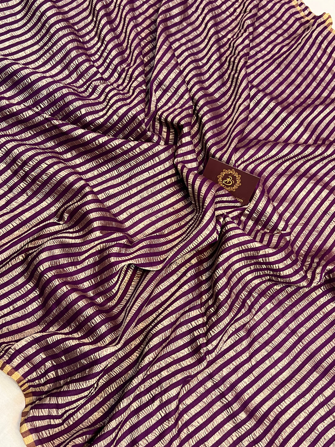 Wine Moonga Silk Banarasi Saree with Zari Stripes 