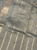 Grey Banarasi Handloom Katan Silk Saree - Aura Benaras