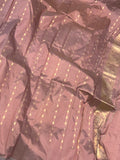 Old Rose Banarasi Handloom Katan Silk Saree - Aura Benaras