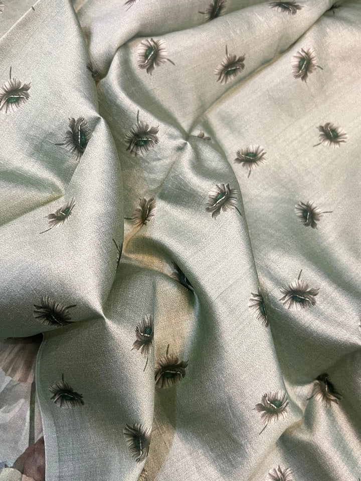 Yellow-Green Shaded Banarasi Handloom Kora Silk Saree