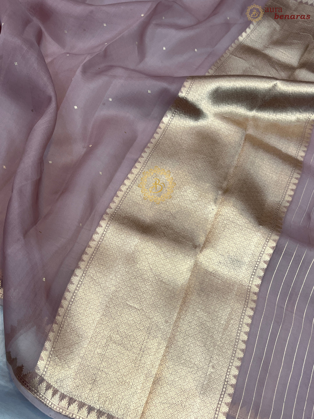 Blush Peach Pure Kora Silk Handloom Banarasi Saree