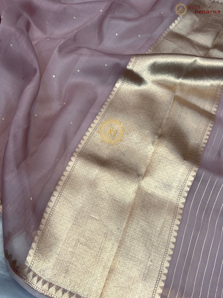 Blush Peach Pure Kora Silk Handloom Banarasi Saree