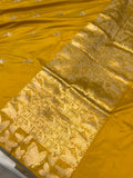 Yellow Banarasi Handloom Katan Silk Saree - Aura Benaras