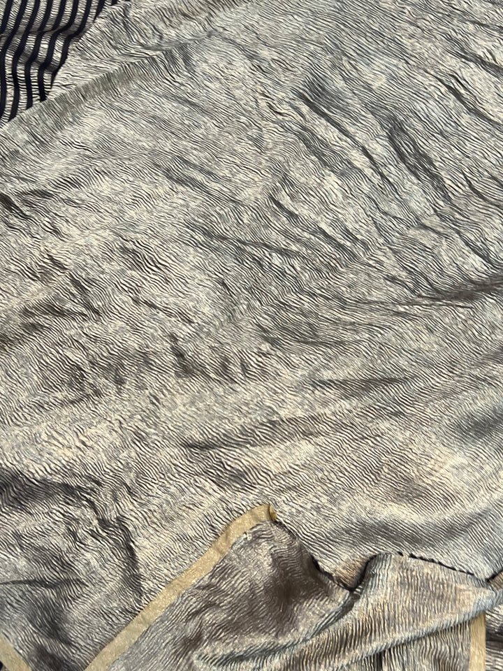 Black Moonga Silk Banarasi Saree with Zari Stripes 