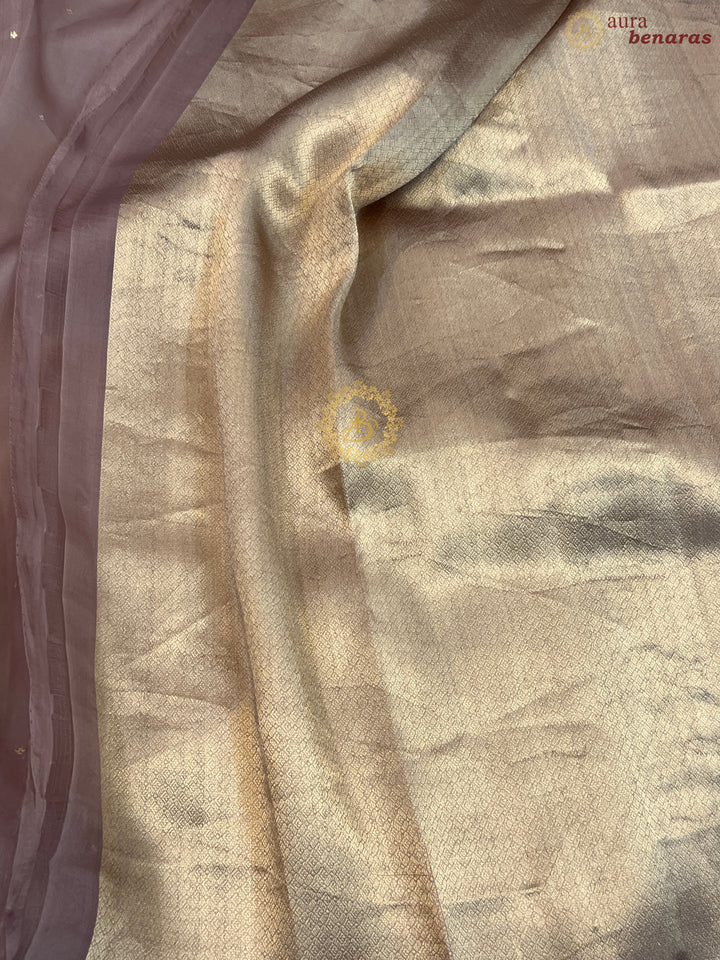 Blush Peach Pure Kora Silk Handloom Banarasi Saree