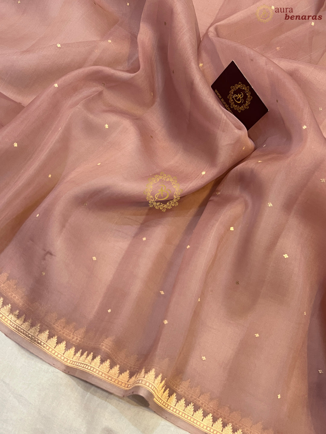 Blush Peach Pure Kora Silk Handloom Banarasi Saree