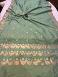 Sage Green  Banarasi Handloom Katan Silk Saree - Aura Benaras