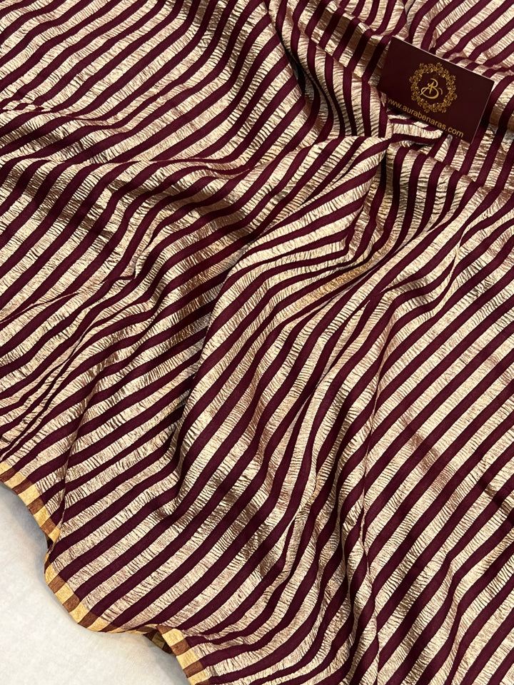 Brown Pure Moonga Silk Handloom Banarasi Saree