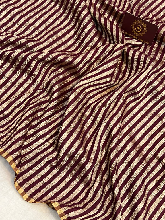 Brown Pure Moonga Silk Handloom Banarasi Saree