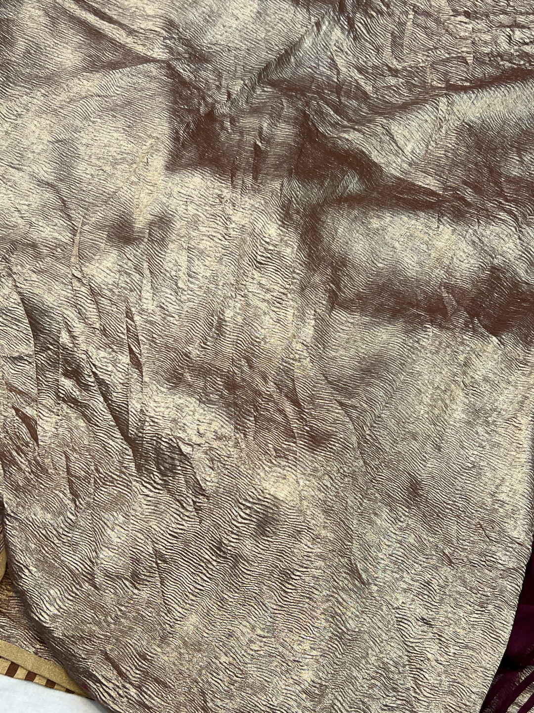 Brown Moonga Silk Banarasi Saree with Zari Stripes 