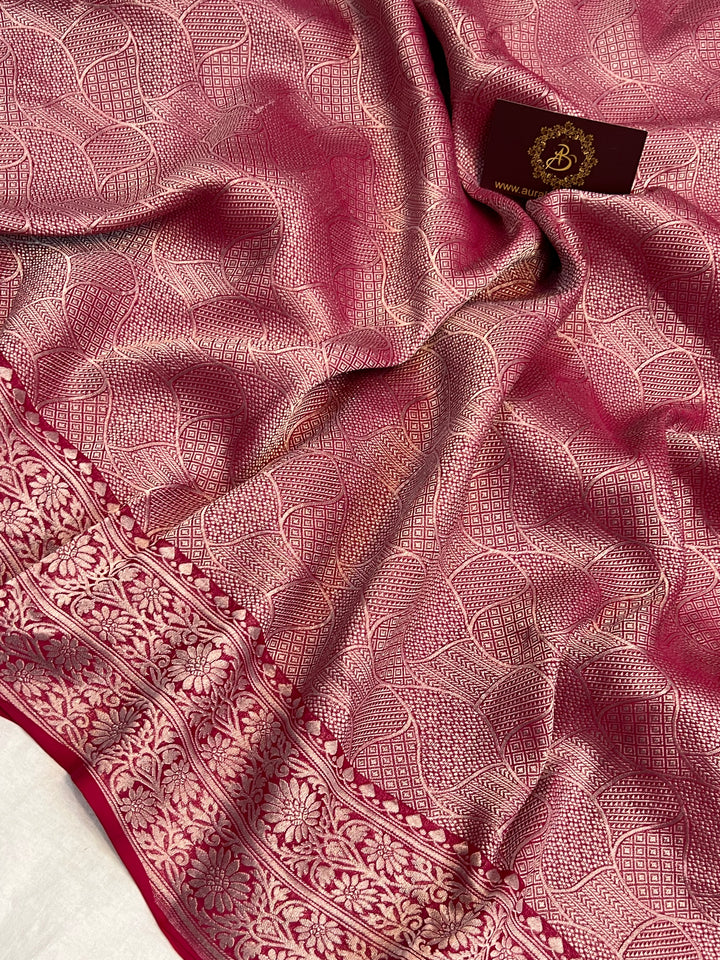 Pink Pure Banarasi Handloom Khaddi Georgette Saree