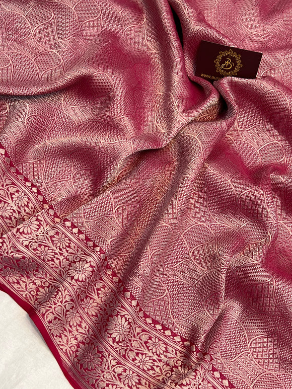Pink Pure Banarasi Handloom Khaddi Georgette Saree