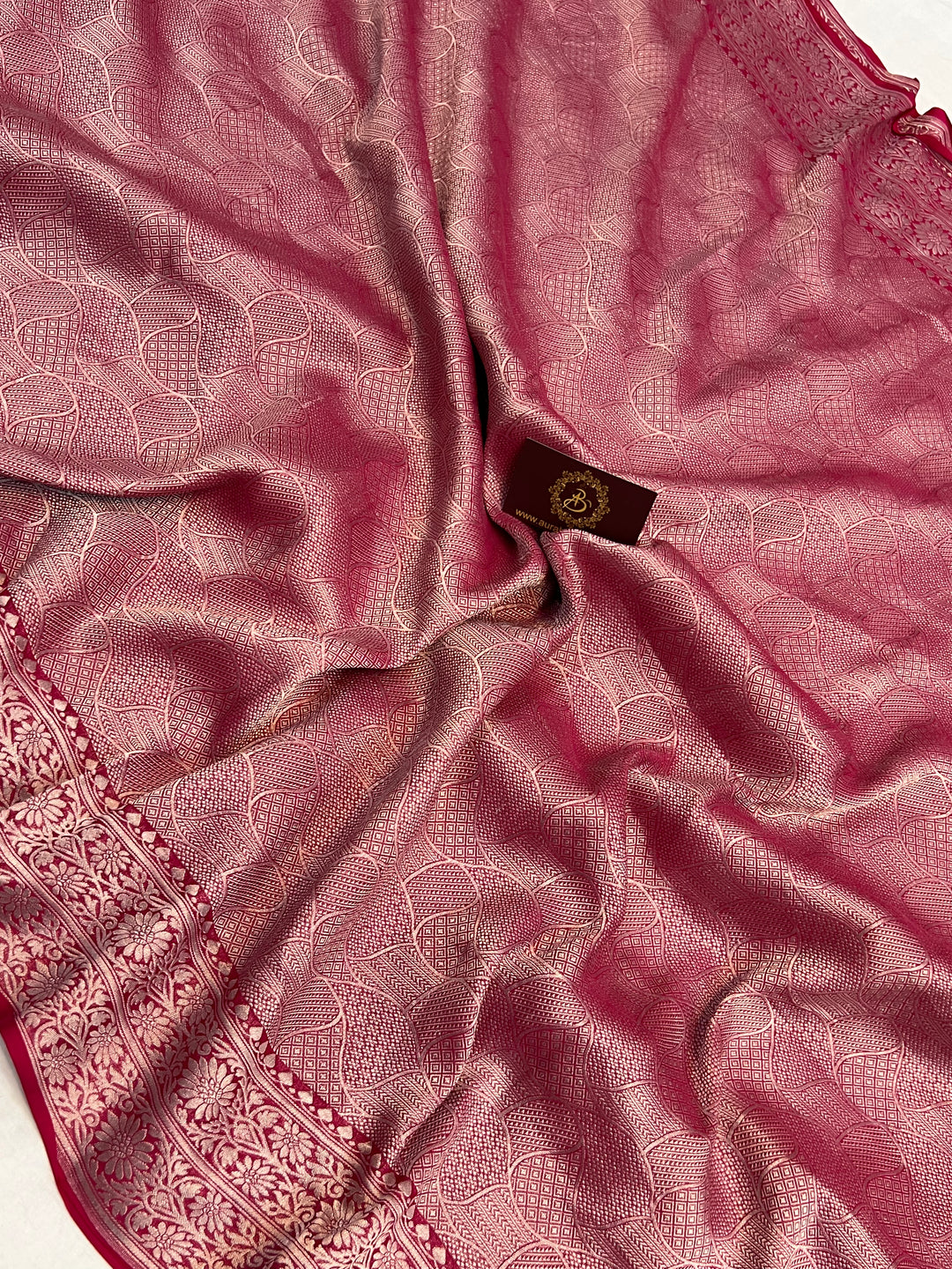 Pink Pure Banarasi Handloom Khaddi Georgette Saree