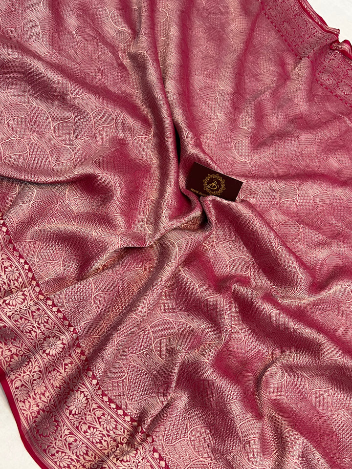 Pink Pure Banarasi Handloom Khaddi Georgette Saree