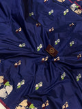 Navy Blue Banarasi Handloom Katan Silk Saree - Aura Benaras