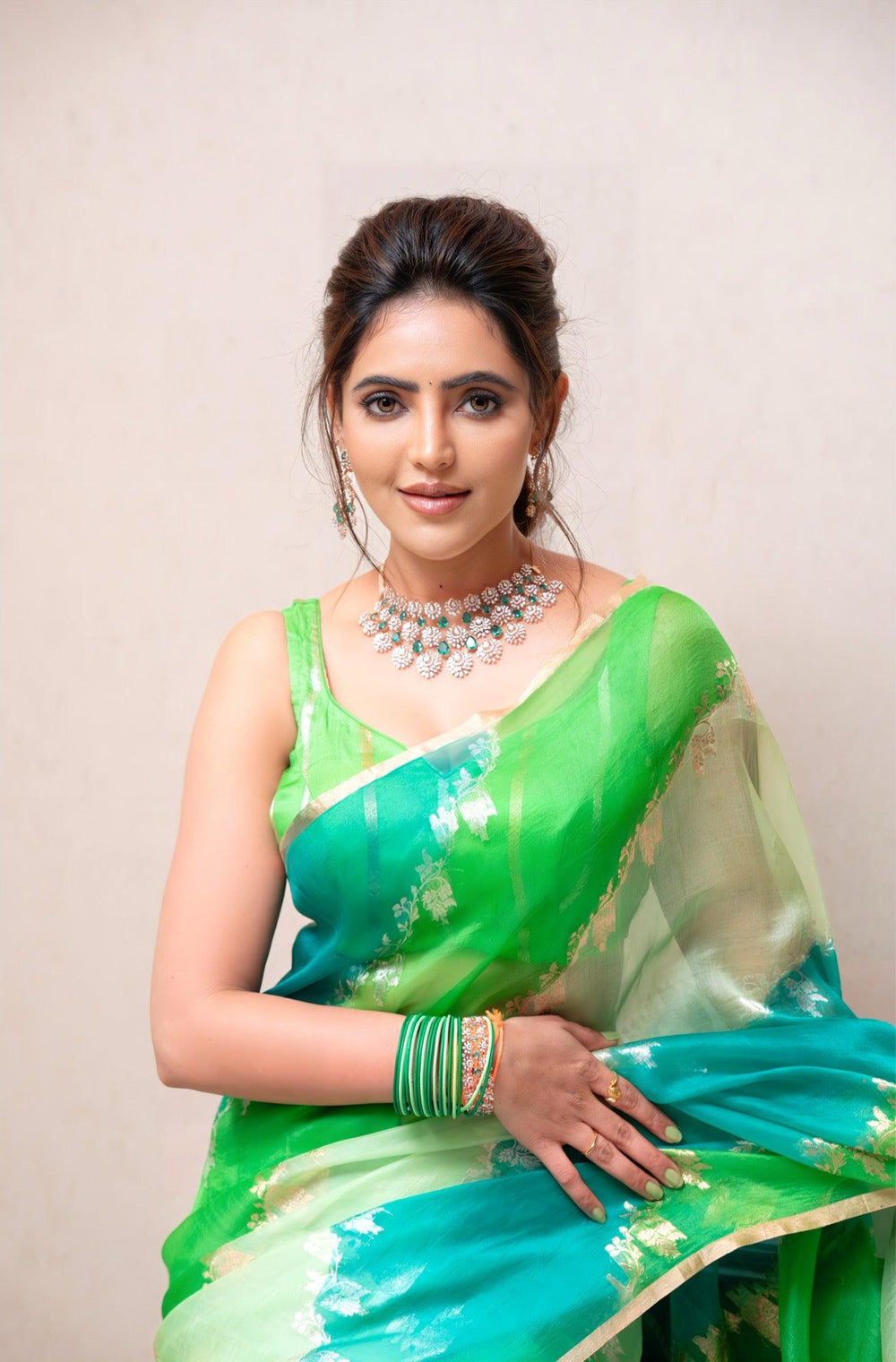 Pista Green Rangkaat Banarasi Handloom Kora Silk Saree - Aura Benaras