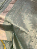 Sage Green Banarasi Handloom Katan Silk Saree - Aura Benaras