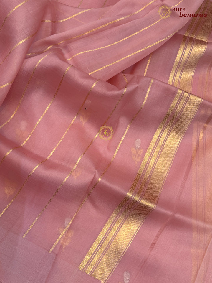 Old Rose Kora Silk Banarasi Saree with Sona Rupa Butis