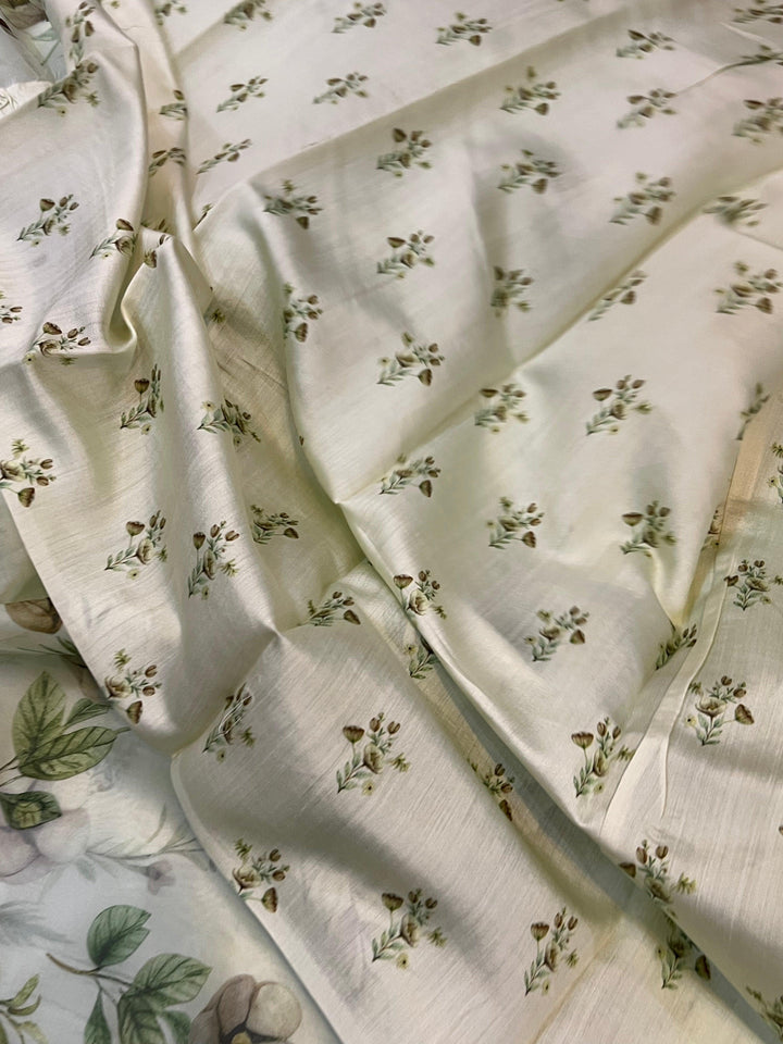 Pale Green Banarasi Handloom Kora Silk Saree - Aura Benaras