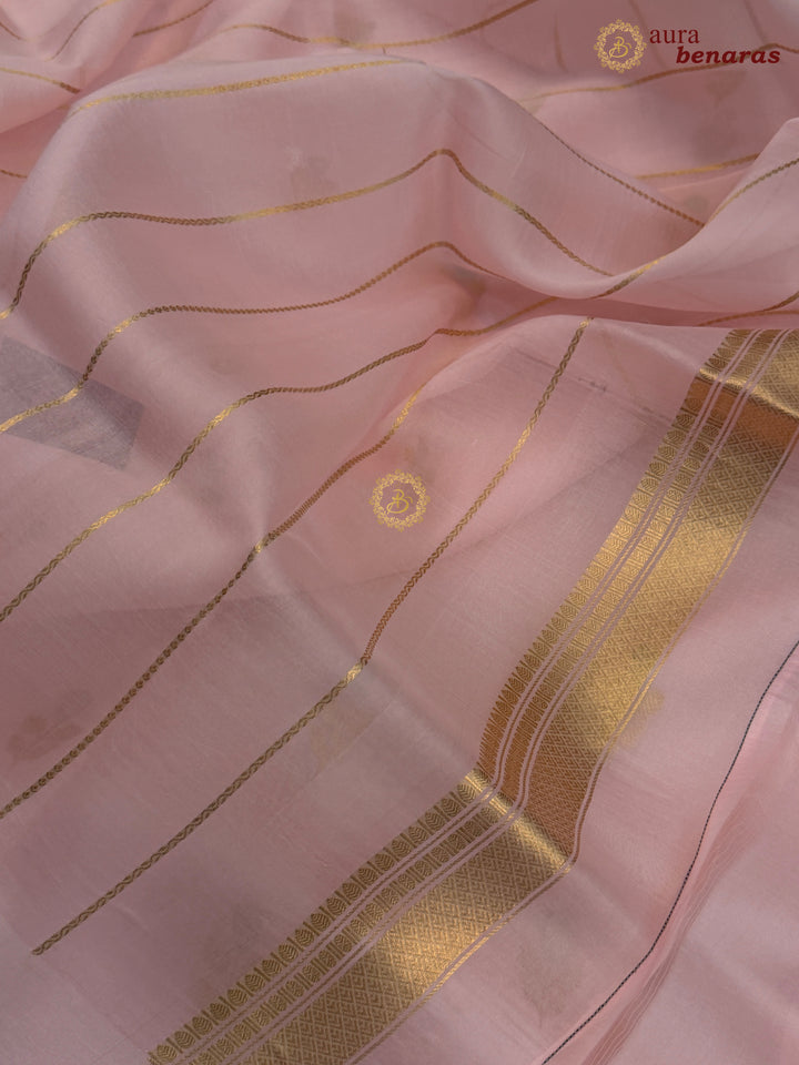 Pale Pink Kora Silk Banarasi Saree with Sona Rupa Butis