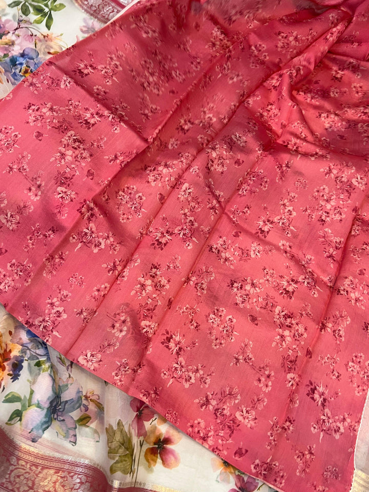 White Banarasi Handloom Kora Silk Saree - Aura Benaras