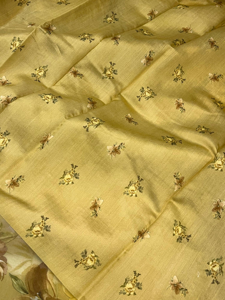 White-Yellow Banarasi Handloom Kora Silk Saree - Aura Benaras