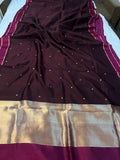 Brown Pure Banarasi Handloom Silk Saree - Aura Benaras