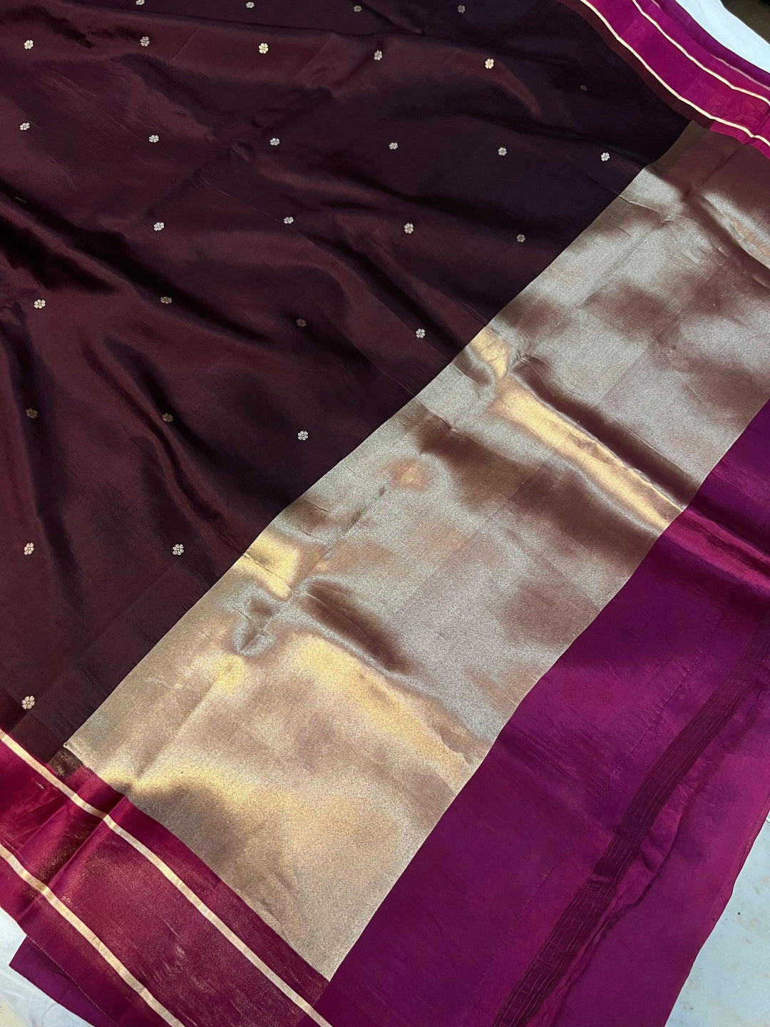 Brown Pure Banarasi Handloom Silk Saree - Aura Benaras