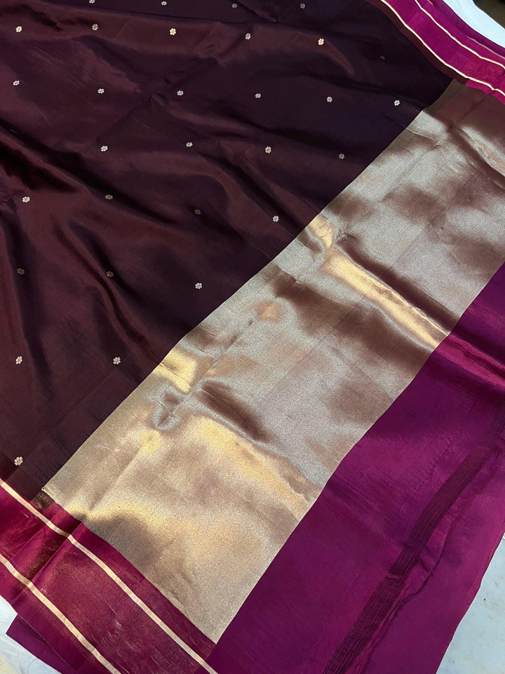 Brown Pure Banarasi Handloom Silk Saree - Aura Benaras