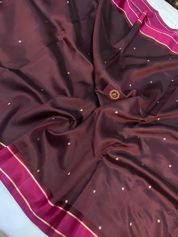 Brown Pure Banarasi Handloom Silk Saree - Aura Benaras