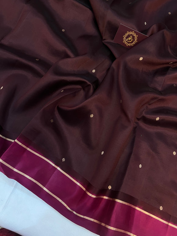 Brown Pure Banarasi Handloom Silk Saree - Aura Benaras