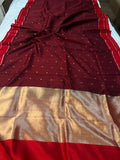 Maroon Pure Banarasi Handloom Silk Saree