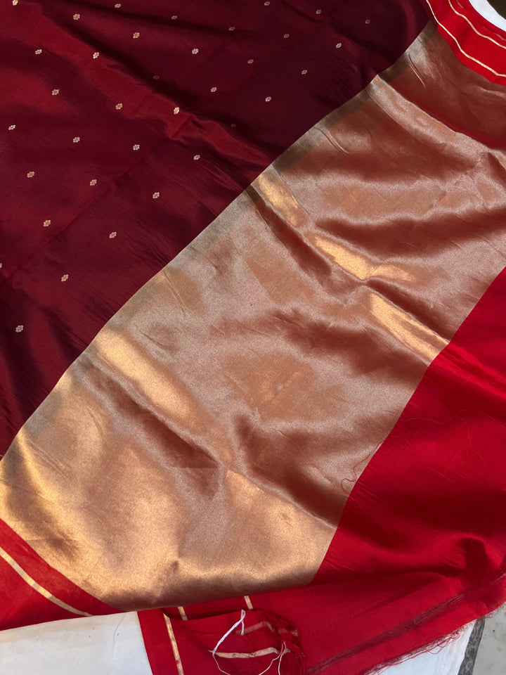 Maroon Pure Banarasi Handloom Silk Saree