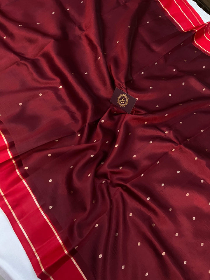 Maroon Pure Banarasi Handloom Silk Saree
